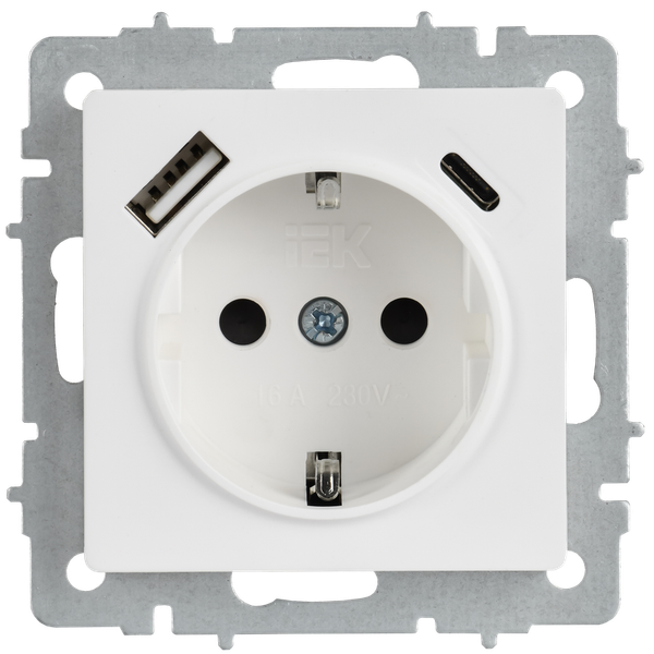 Изображение товара Розетка IEK Brite BR-R14-16-U22-018-K91 (арктический белый)