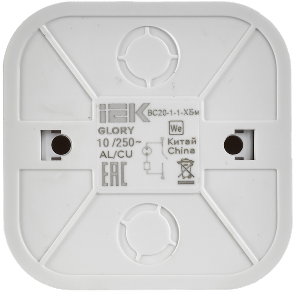 Изображение товара Выключатель IEK Glory EVH11-K01M-10 (белый матовый)