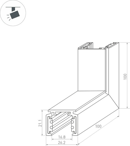 Изображение товара Коннектор для трековой системы Arlight MAG-ORIENT-CON-2620-L90-EXT BK внешний / 036021