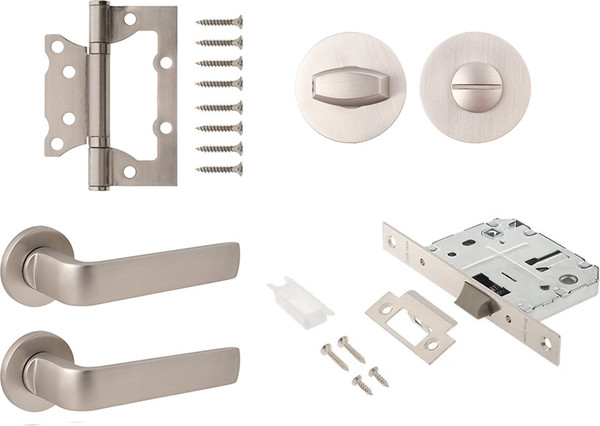Изображение товара Комплект дверной фурнитуры Code Deco Slim H-40136-A-NISM с фиксатором (никель супер матовый)