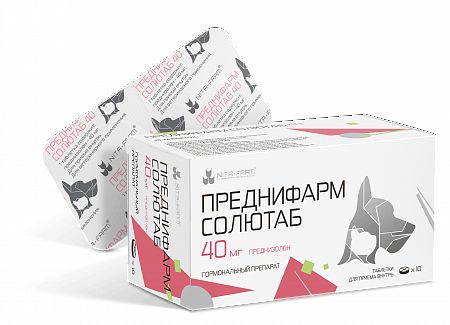Изображение товара Таблетки противовоспалительные для животных Nita-Farm Преднифарм Солютаб 40мг (10 таблеток)