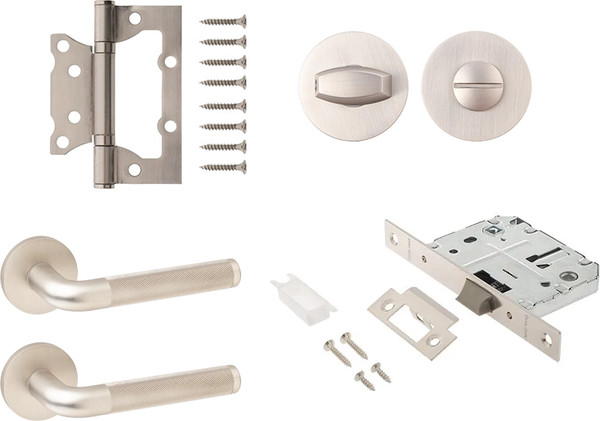 Изображение товара Комплект дверной фурнитуры Code Deco Slim H-40149-A-NISM с фиксатором (никель супер матовый)