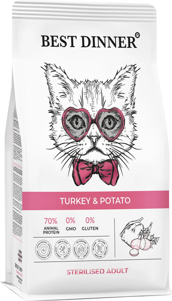 Изображение товара Сухой корм для кошек Best Dinner Adult Sterilised Turkey & Potato (10кг)