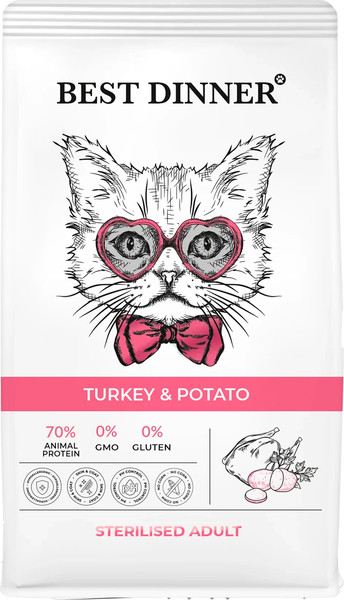 Изображение товара Сухой корм для кошек Best Dinner Adult Sterilised Turkey & Potato (10кг)