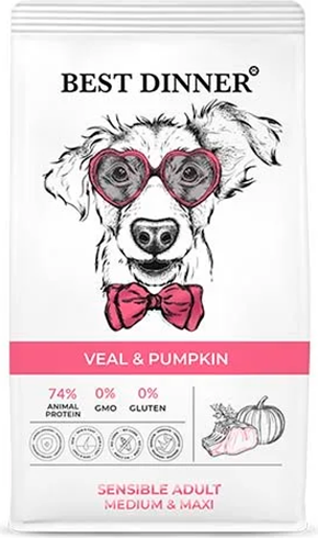 Изображение товара Сухой корм для собак Best Dinner Adult Sensible Medium & Maxi Veal & Pumpkin (12кг)