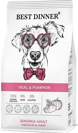Изображение товара Сухой корм для собак Best Dinner Adult Sensible Medium & Maxi Veal & Pumpkin (12кг)