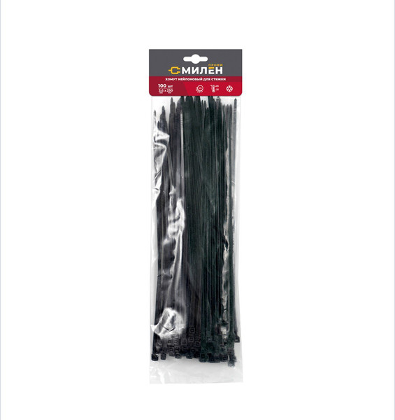 Изображение товара Стяжка для кабеля Милен 250x3.6мм / CLM3625B (100шт, черный)