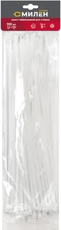 Изображение товара Стяжка для кабеля Милен 300x3.6мм / CLM3630W (100шт, белый)