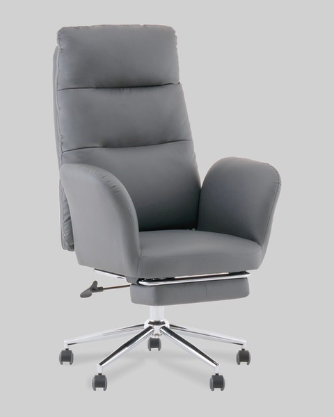 Изображение товара Кресло офисное TopChairs Solid с оттоманкой / DD-004-OT серый