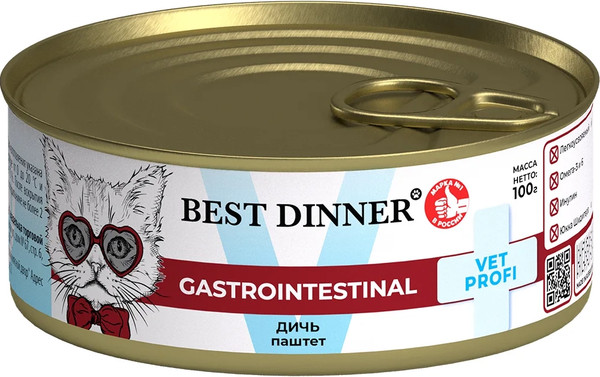 Изображение товара Влажный ветеринарный корм для кошек Best Dinner Vet Profi Gastrointestinal Exclusive Дичь (100г)