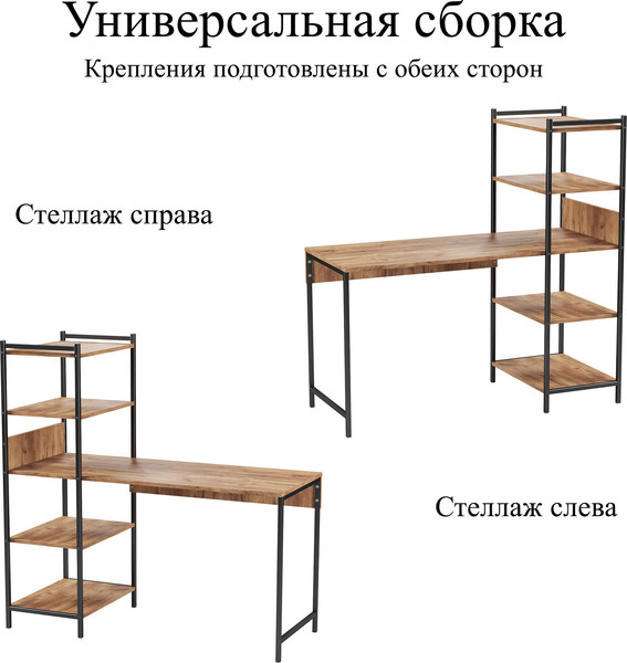 Изображение товара Стол-стеллаж Soma Jack 135x55 (дуб крафт золотой/черный)