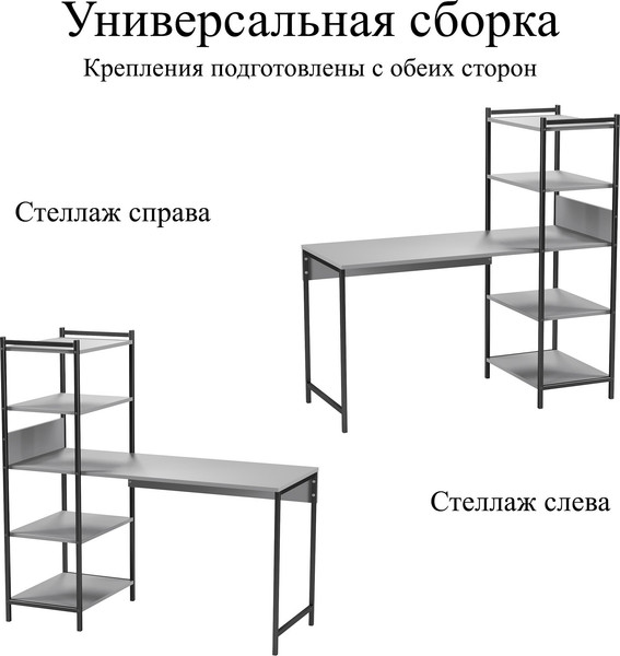 Изображение товара Стол-стеллаж Soma Jack 135x55 (серый/черный)