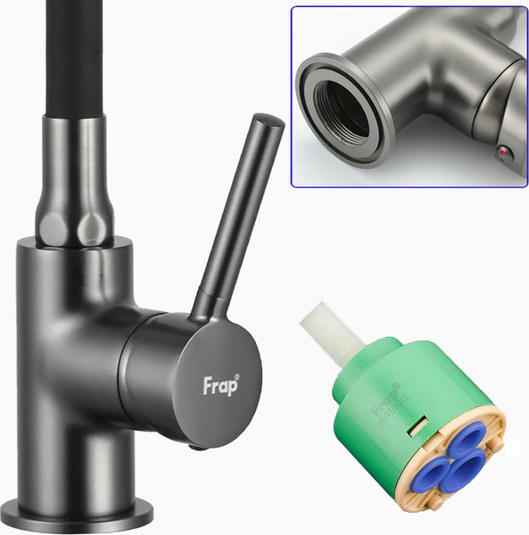 Изображение товара Смеситель Frap F4044-9 (оружейная сталь/черный)