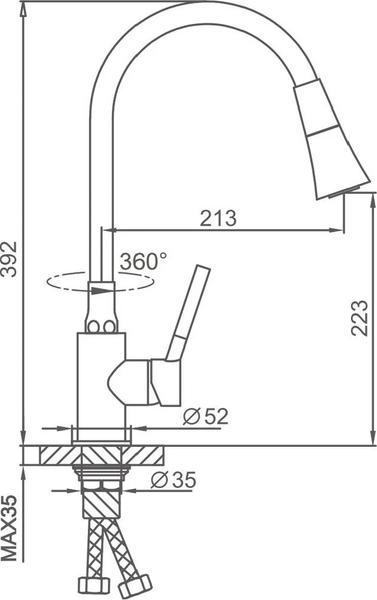 Изображение товара Смеситель Frap F4044-9 (оружейная сталь/черный)