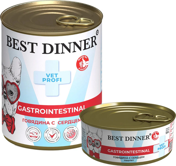 Изображение товара Влажный ветеринарный корм для собак Best Dinner Vet Profi Gastro Intestinal Говядина с сердцем (340г)