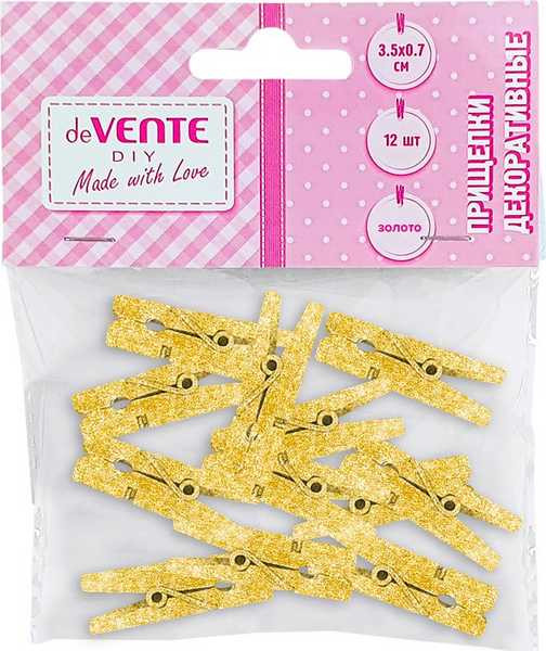 Изображение товара Набор прищепок декоративных deVente Golden / 8120401 (12шт)