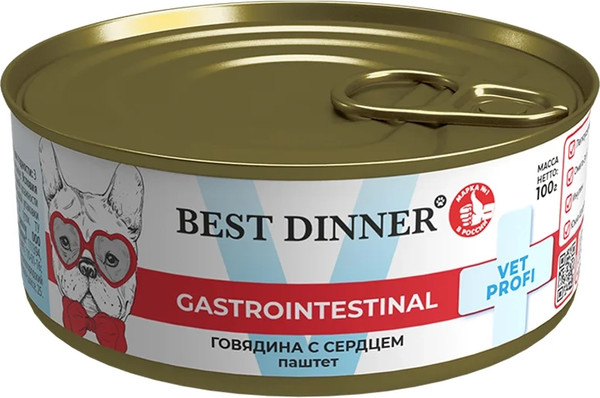 Изображение товара Влажный ветеринарный корм для собак Best Dinner Vet Profi Gastrointestinal Exclusive Говядина с сердцем (100г)