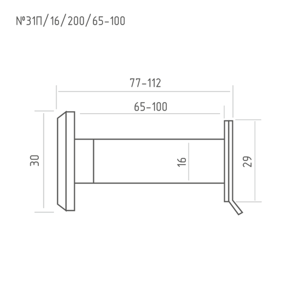 Изображение товара Глазок дверной Нора-М №31П/16/200/65-100 (черный, хедер)