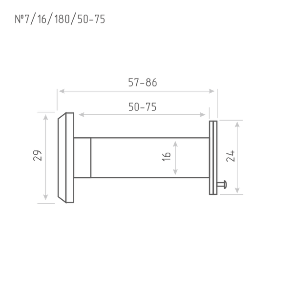 Изображение товара Глазок дверной Нора-М №7Ц/16/180/50-75 (черный, хедер)