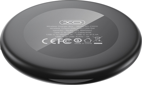 Изображение товара Зарядное устройство беспроводное XO CX031 15W органайзер (черный)