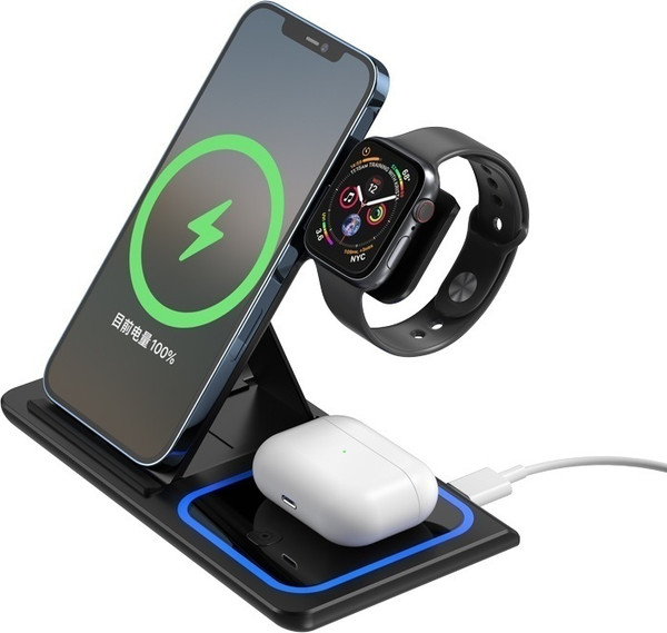 Изображение товара Зарядное устройство беспроводное XO 3в1 WX023 (черный)