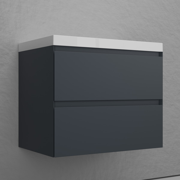 Изображение товара Тумба под умывальник Symbolite Манхэттен 70 Plus 2 ящика (подвесная, графит)