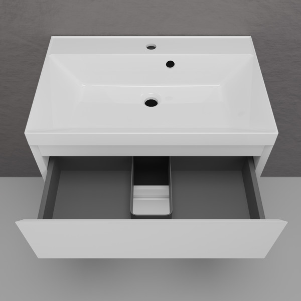 Изображение товара Тумба под умывальник Symbolite Манхэттен 80 Plus 2 ящика (подвесная, белый матовый)