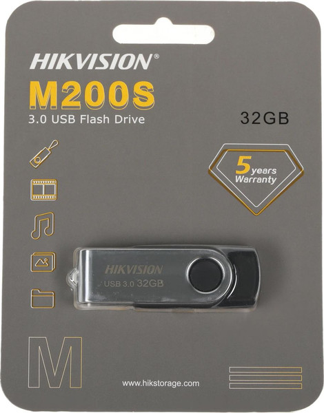 Изображение товара USB flash накопитель Hikvision M200S 32GB / HS-USB-M200S/32G/U3 (серебристый/черный)