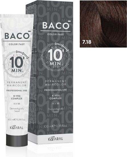Изображение товара Крем-краска для волос Kaaral Baco Color Fast тон CF7.18 (100мл)