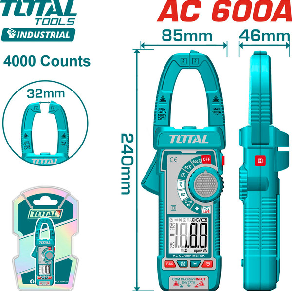Изображение товара Клещи токоизмерительные TOTAL TMT766001