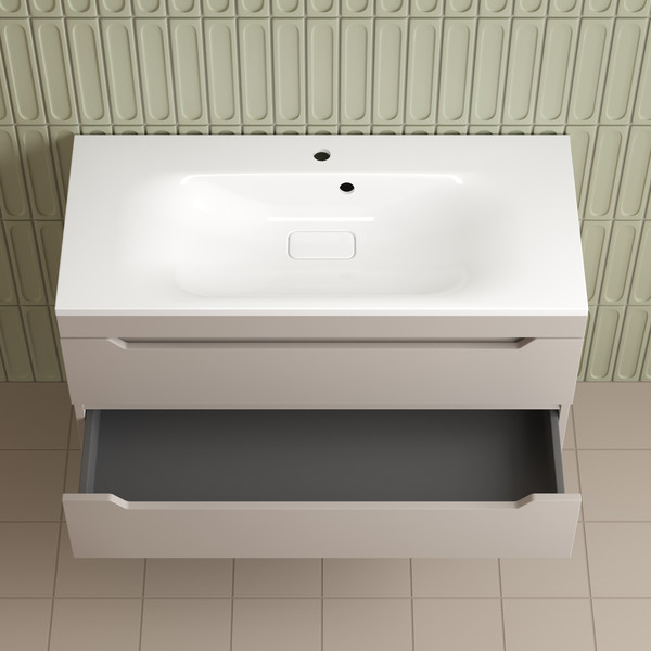 Изображение товара Тумба под умывальник Symbolite Остин 100 Plus 2 ящика (подвесная, крем)