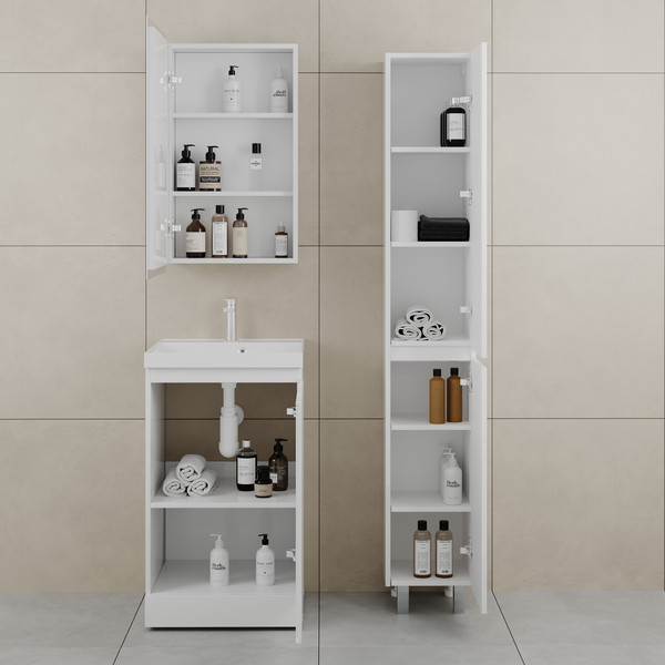 Изображение товара Тумба под умывальник Symbolite Батлер Люкс Plus 1 ящик (белый глянец)