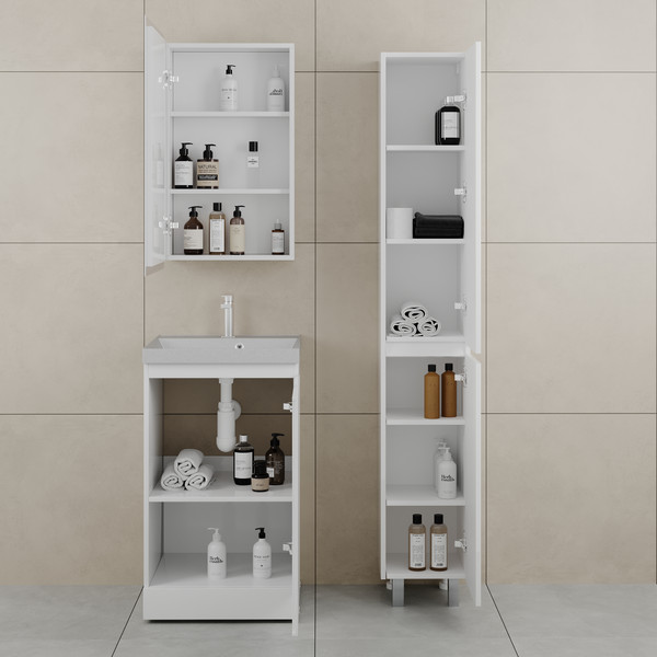 Изображение товара Тумба под умывальник Symbolite Батлер Люкс Plus 1 ящик (белый глянец)