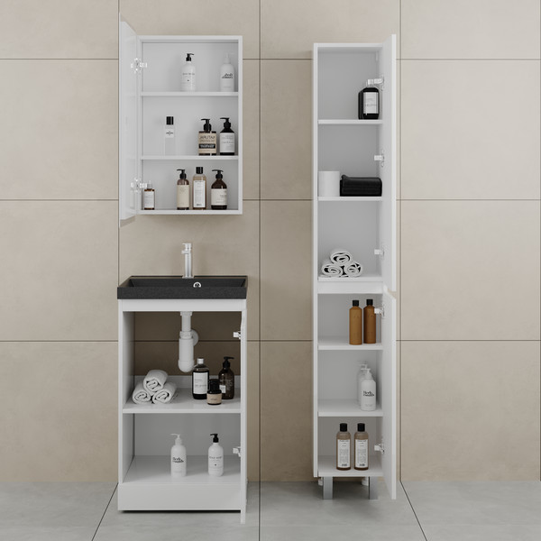 Изображение товара Тумба под умывальник Symbolite Батлер Люкс Plus 1 ящик (белый глянец)