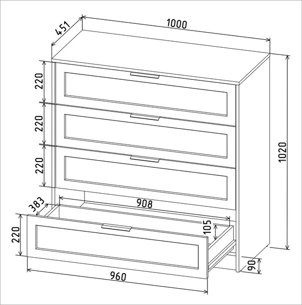 Изображение товара Комод Интерлиния Концепт Тренд КТ-К100 (антрацит/белый)