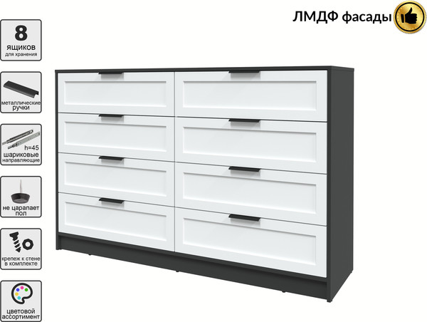 Изображение товара Комод Интерлиния Концепт Тренд КТ-К157 (антрацит/белый)