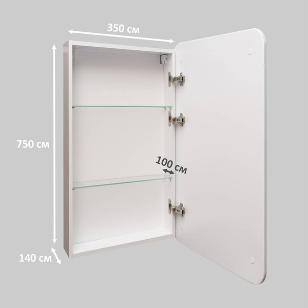 Изображение товара Шкаф с зеркалом для ванной Symbolite Каре 40x80 универсальное (с подсветкой, сенсор с диммером на зеркале)
