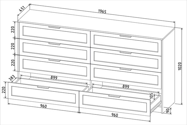Изображение товара Комод Интерлиния Концепт Тренд КТ-К197 (антрацит/дуб королевский)