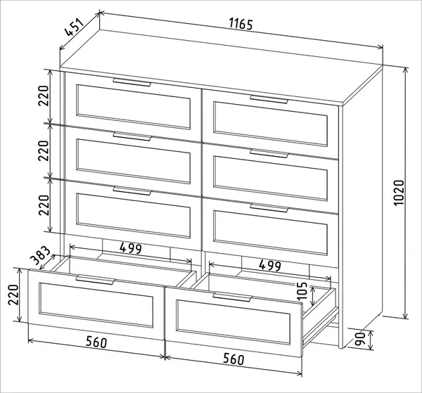 Изображение товара Комод Интерлиния Концепт Тренд КТ-К117 (антрацит/дуб полярный)