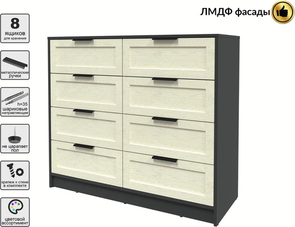 Изображение товара Комод Интерлиния Концепт Тренд КТ-К117 (антрацит/дуб снежный)