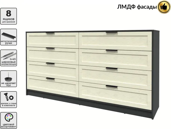 Изображение товара Комод Интерлиния Концепт Тренд КТ-К197 (антрацит/дуб снежный)