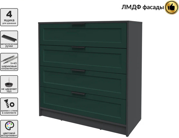 Изображение товара Комод Интерлиния Концепт Тренд КТ-К100 (антрацит/изумруд)
