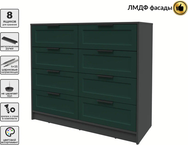 Изображение товара Комод Интерлиния Концепт Тренд КТ-К117 (антрацит/изумруд)