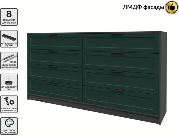 Изображение товара Комод Интерлиния Концепт Тренд КТ-К197 (антрацит/изумруд)