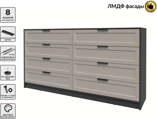 Изображение товара Комод Интерлиния Концепт Тренд КТ-К197 (антрацит/луна)