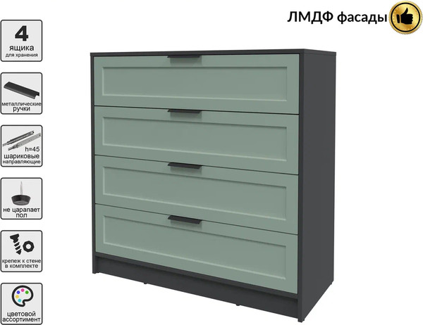 Изображение товара Комод Интерлиния Концепт Тренд КТ-К100 (антрацит/мята)