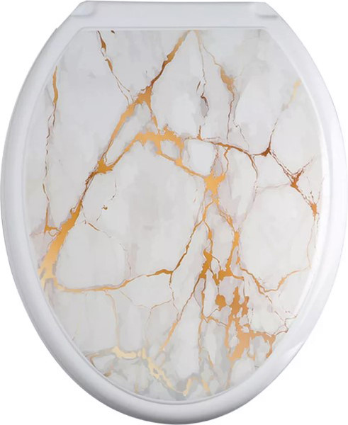 Изображение товара Сиденье для унитаза Русспласт Белый мрамор / РП-813 (белый)