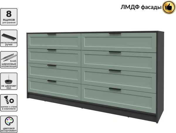 Изображение товара Комод Интерлиния Концепт Тренд КТ-К197 (антрацит/мята)