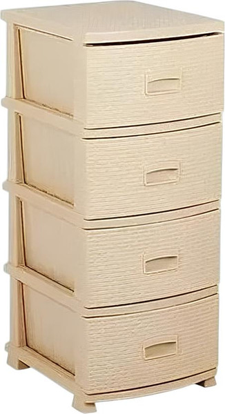 Изображение товара Комод пластиковый Русспласт Декор Ротанг 4 секции / РП-421 (бежевый)