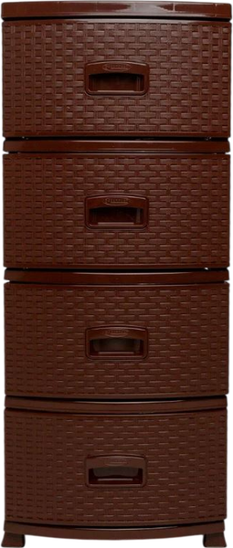 Изображение товара Комод пластиковый Русспласт Декор Ротанг 4 секции / РП-421 (темно-коричневый)